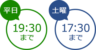 開院時間平日19：30まで土曜17：30まで